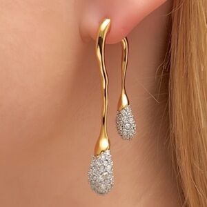 ALEXIS BITTAR Solanales Drop Gold & Crystal Front Back Link Earrings - BRAND NEW